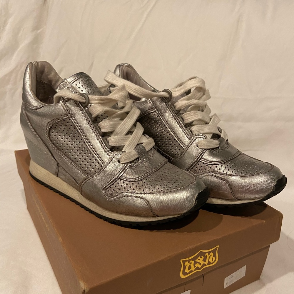 Ash Gunmetal wedge sneakers 7